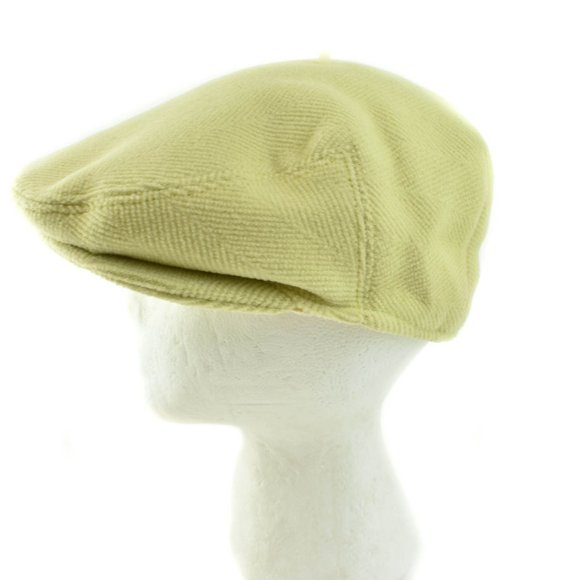 BURBERRY: Pale Yellow & "Nova Check" Wool Cabbie - Picture 1 of 7